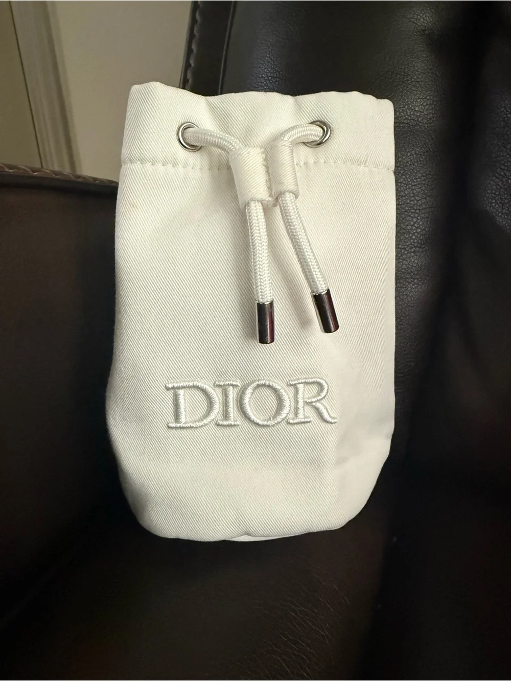 Dior Embroidered Drawstring Cosmetic Pouch